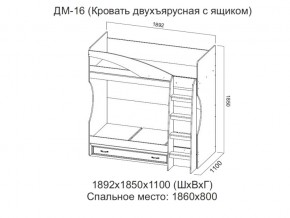 ДМ-16 Кровать двухъярусная с ящиком в Сургуте - surgut.magazin-mebel74.ru | фото