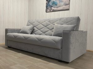 Диван Престиж-15 НПБ+МДФ, велюр Sensey silver в Сургуте - surgut.magazin-mebel74.ru | фото