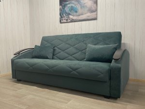 Диван Престиж-16 НПБ+МДФ, велюр Sensey bottle green в Сургуте - surgut.magazin-mebel74.ru | фото