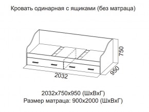 Кровать одинарная с ящиками (Без матраца 0,9*2,0) в Сургуте - surgut.magazin-mebel74.ru | фото