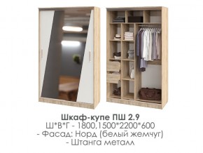 шкаф-купе ПШ-2.9 1500 Норд Белый жемчуг 1500 в Сургуте - surgut.magazin-mebel74.ru | фото